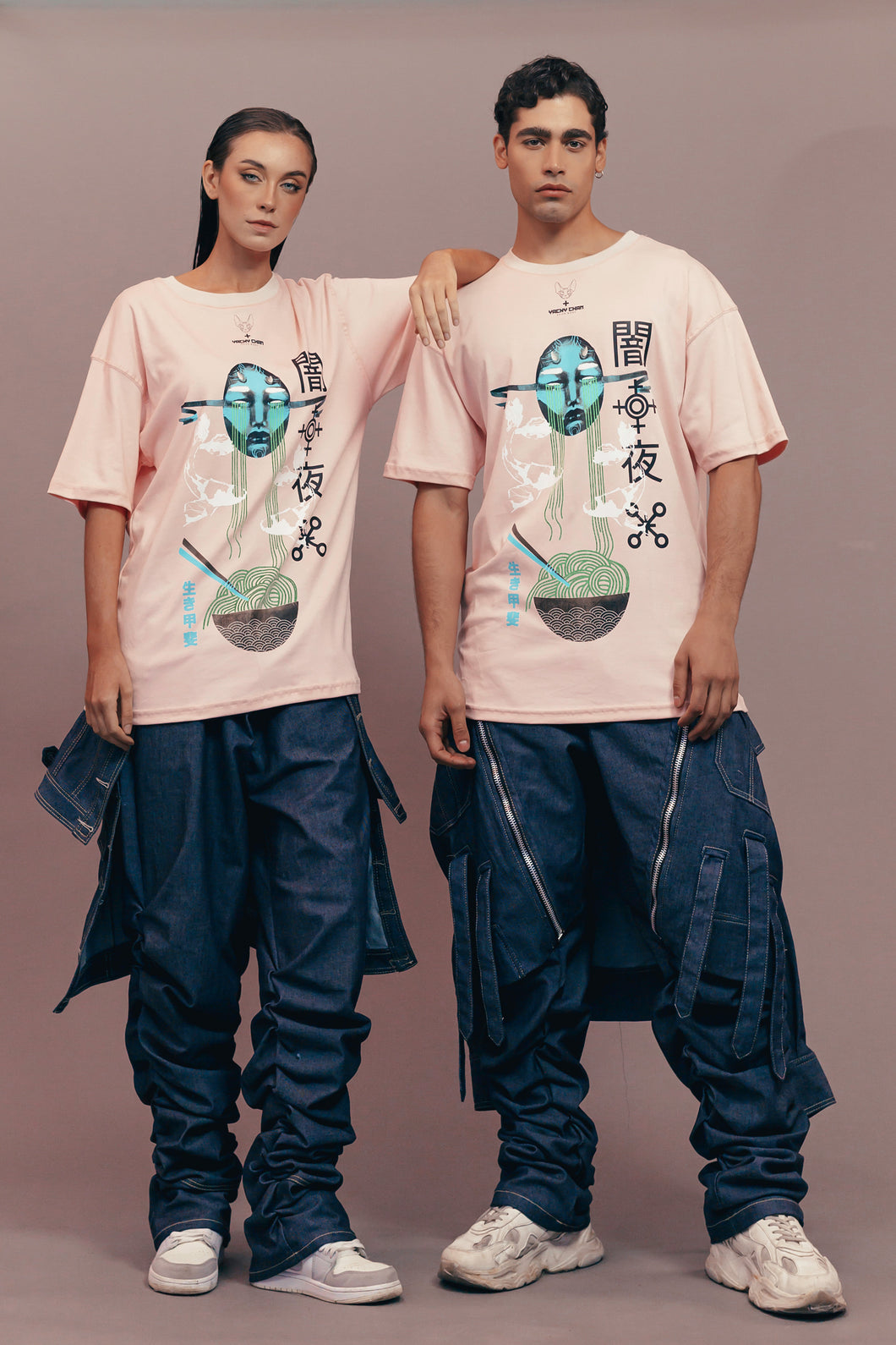 Arigato Mask Crying Ramen Noodles with Fish T-Shirt